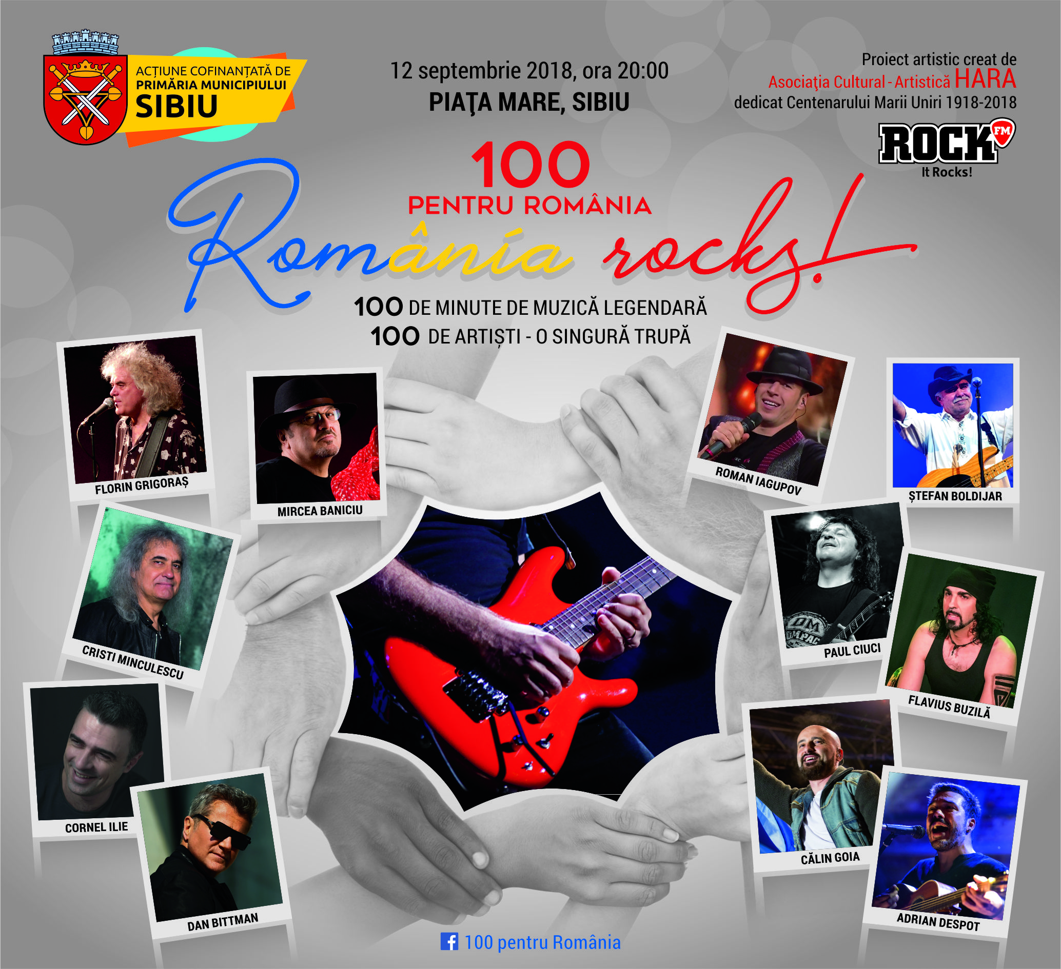 100 pentru Romania, 100 de minute de muzica legendara, 12 septembrie in Piata Mare din Sibiu