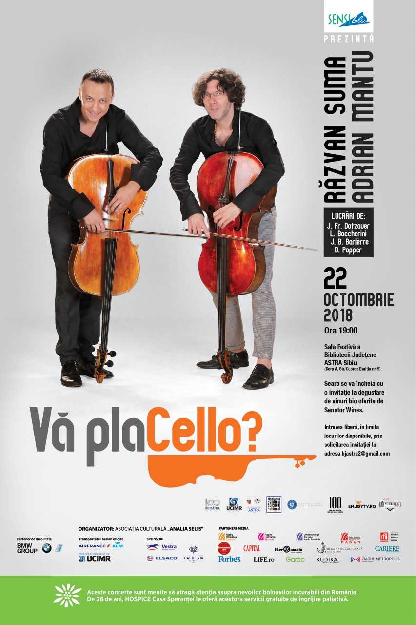 Răzvan Suma și Adrian Mantu în concert la Biblioteca ASTRA: „Vă plaCello?”