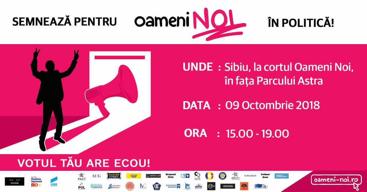 Sibienii pot semna inițiativa #OameniNoi la cortul din fața Parcului Astra