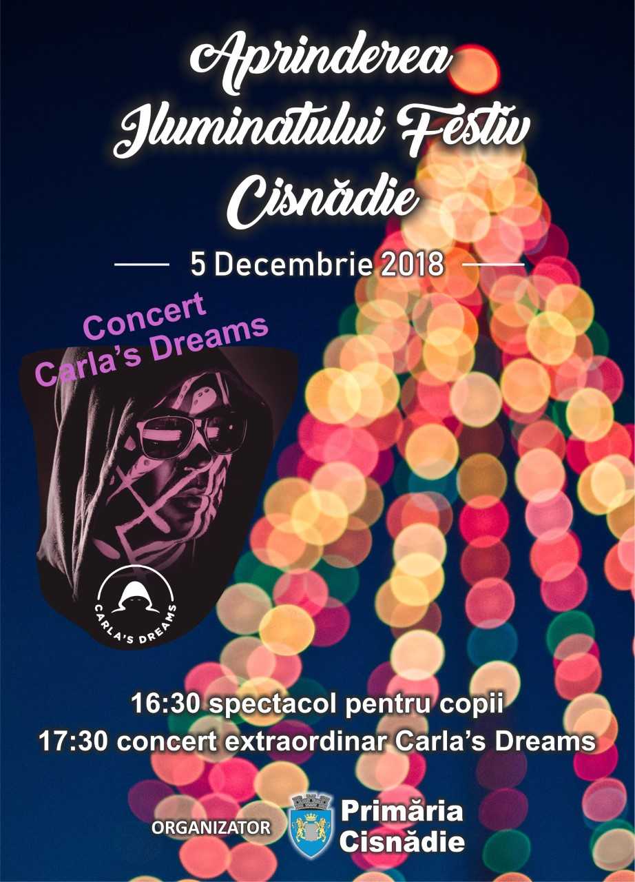 În 1 Decembrie se deschide patinoarul, iar în 5 decembrie Carla’s Dreams concerteazã la Cisnãdie