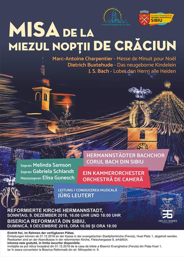 Concerte de Crăciun, la Biserica Reformată din Sibiu
