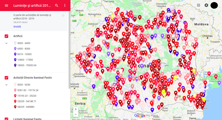 Harta luminițelor și artificiilor, sezonul 2018-2019