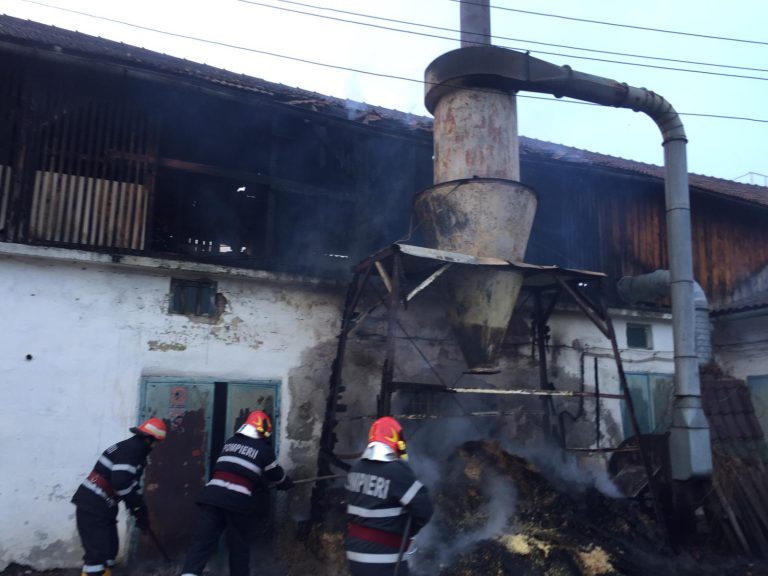 FOTO – Un depozit dezafectat din Mediaș a luat foc