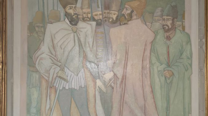 Tabloul „Mihai și căpitanii”, donat de artist Primăriei Șelimbăr