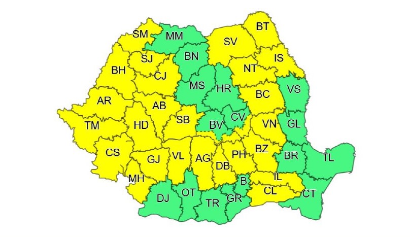 Luna iunie, capricioasă din punct de vedere al vremii. Sibiul este în cod galben