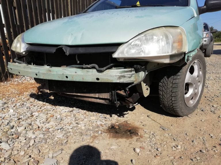 FOTO – Băută și fără permis, a intrat cu mașina în gard. Apoi a înjurat polițiștii