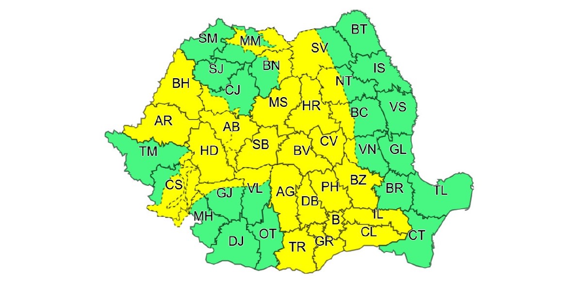 Cod galben de instabilitate atmosferică până în 1 august