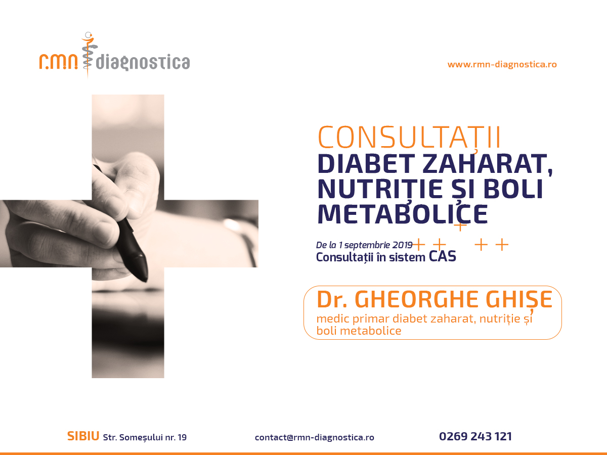 CONSULTAȚII DIABET în contract CAS, la RMN Diagnostica Sibiu!