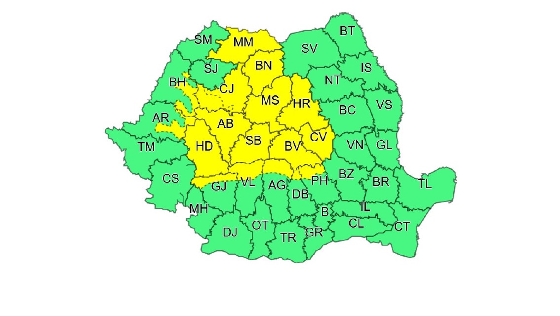 Cod galben de instabilitate atmosferică și disconfort termic ridicat