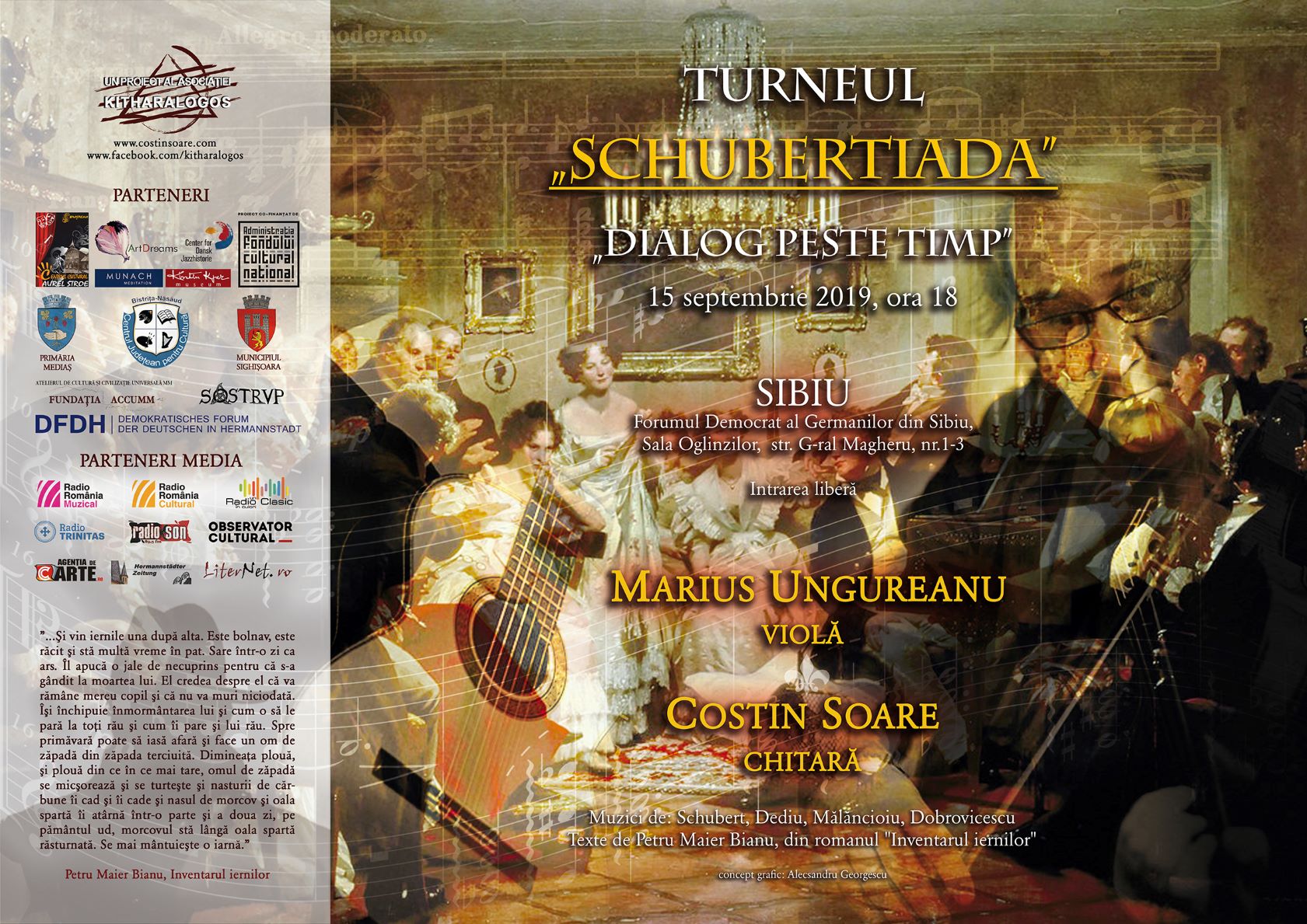 Concert „Schubertiada-Dialog peste timp”, în Sala Oglinzilor a FDGR