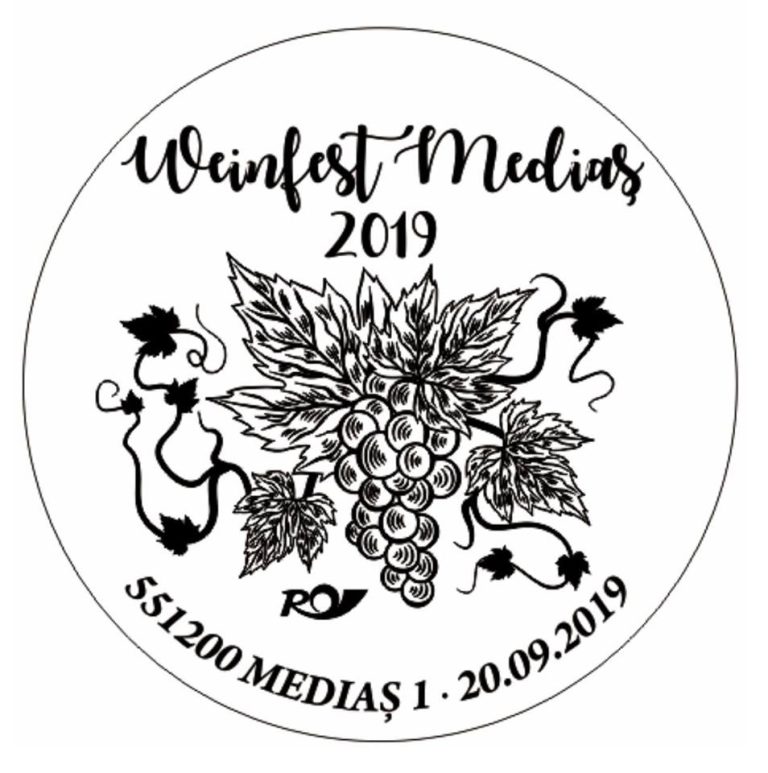 Ștampilă de zi omagială și vederi speciale Weinfest Mediaș, în 20 septembrie