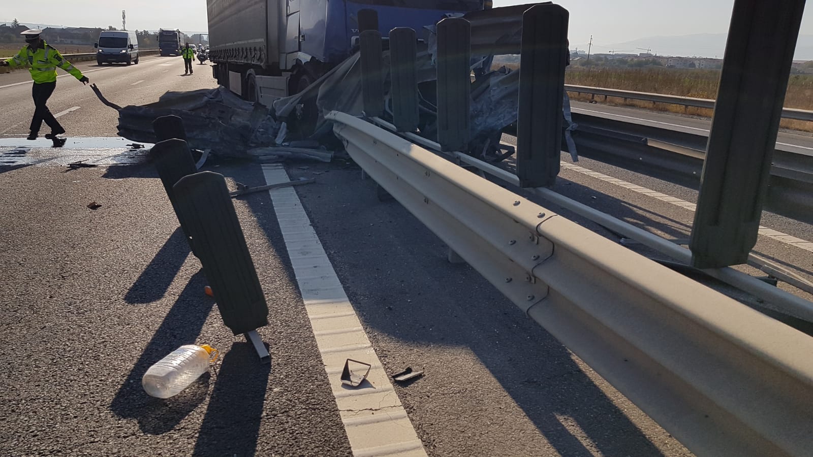 FOTO Trafic cu probleme pe Centura Sibiului, din cauza unui accident