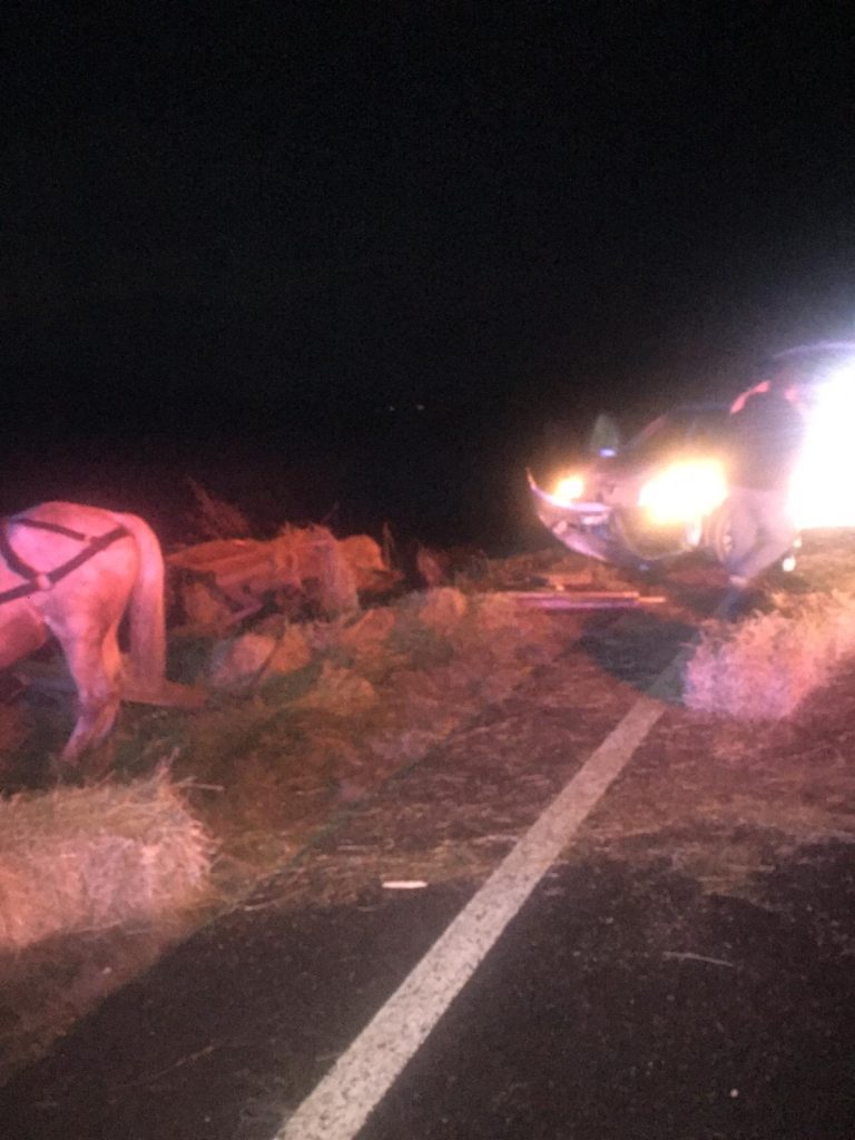 FOTO – Căruță nesemnalizată, lovită de un autoturism pe DN 14