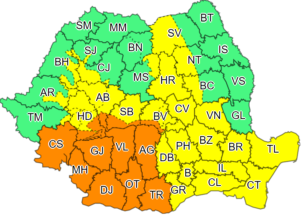 AVERTIZARE METEO Cod galben și, parțial, portocaliu în județul Sibiu, cu ninsori și viscol
