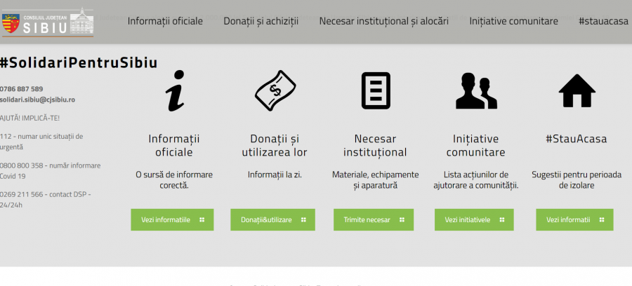 Consiliul Județean lansează platforma #SOLIDARI PENTRU SIBIU