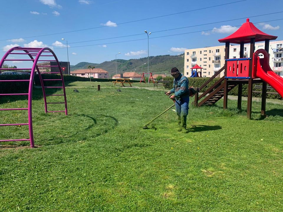 FOTO: Lucrări de întreținere a parcurilor și spațiilor verzi, la Copșa Mică