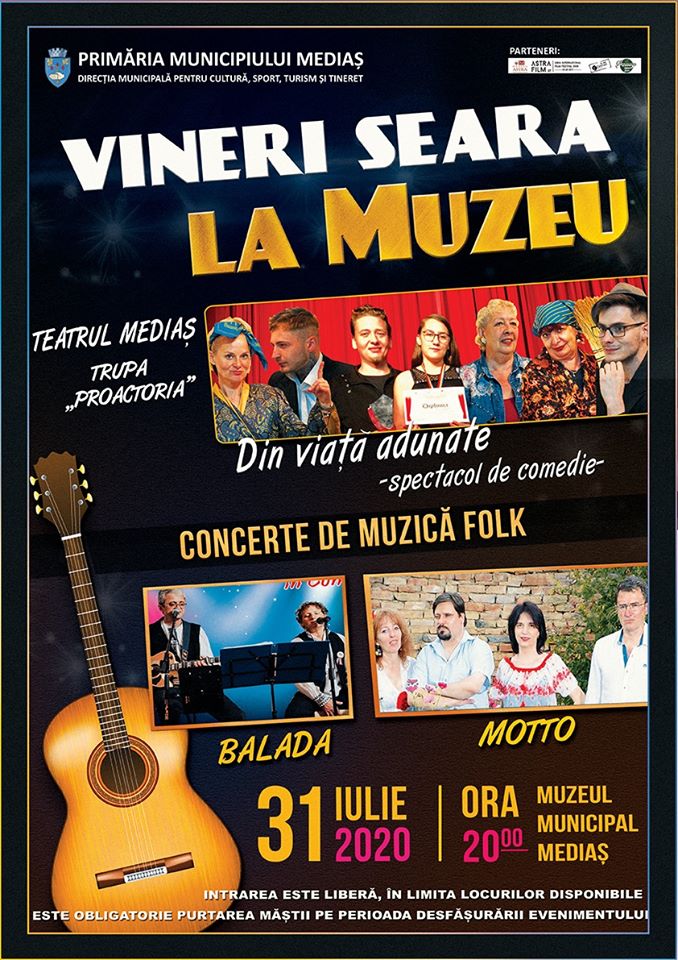 Seară de vineri cu folk și comedie în curtea Muzeului Municipal Mediaș