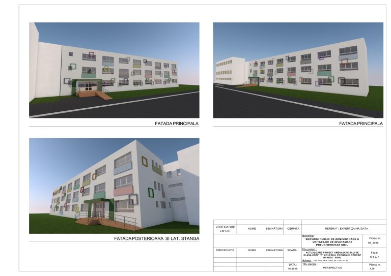 Soluții pentru extinderea școlilor din Sibiu: un corp al Colegiului Economic „George Barițiu”, reabilitat