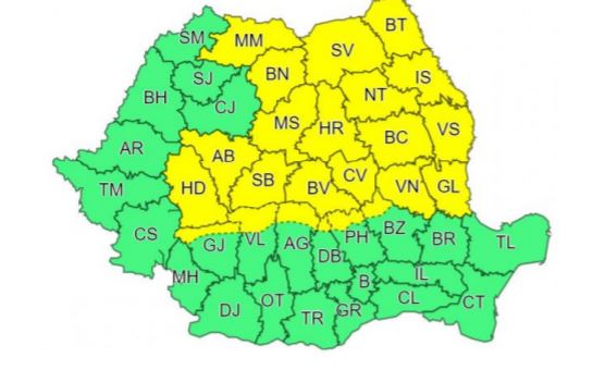 Județul Sibiu, sub cod galben de ploi și vânt puternic, până mâine