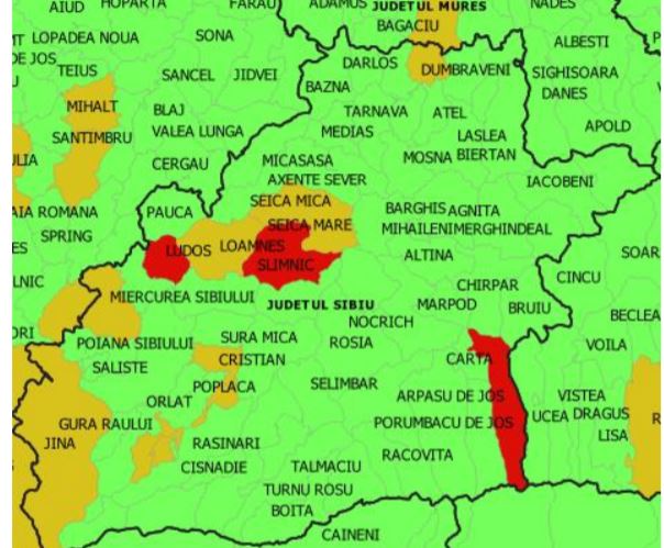 Analiza epidemiologică, la nivelul județului Sibiu: Ludoș, Arpașu de Jos și Slimnic, în scenariul roșu