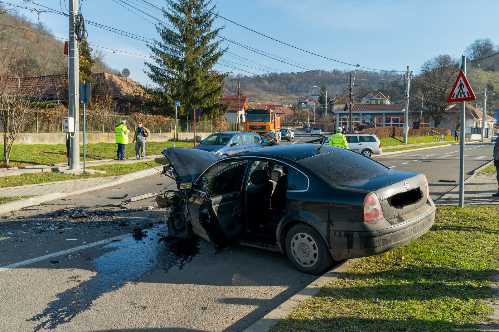 FOTO: Accident rutier în Mediaș din cauza neacordării de prioritate