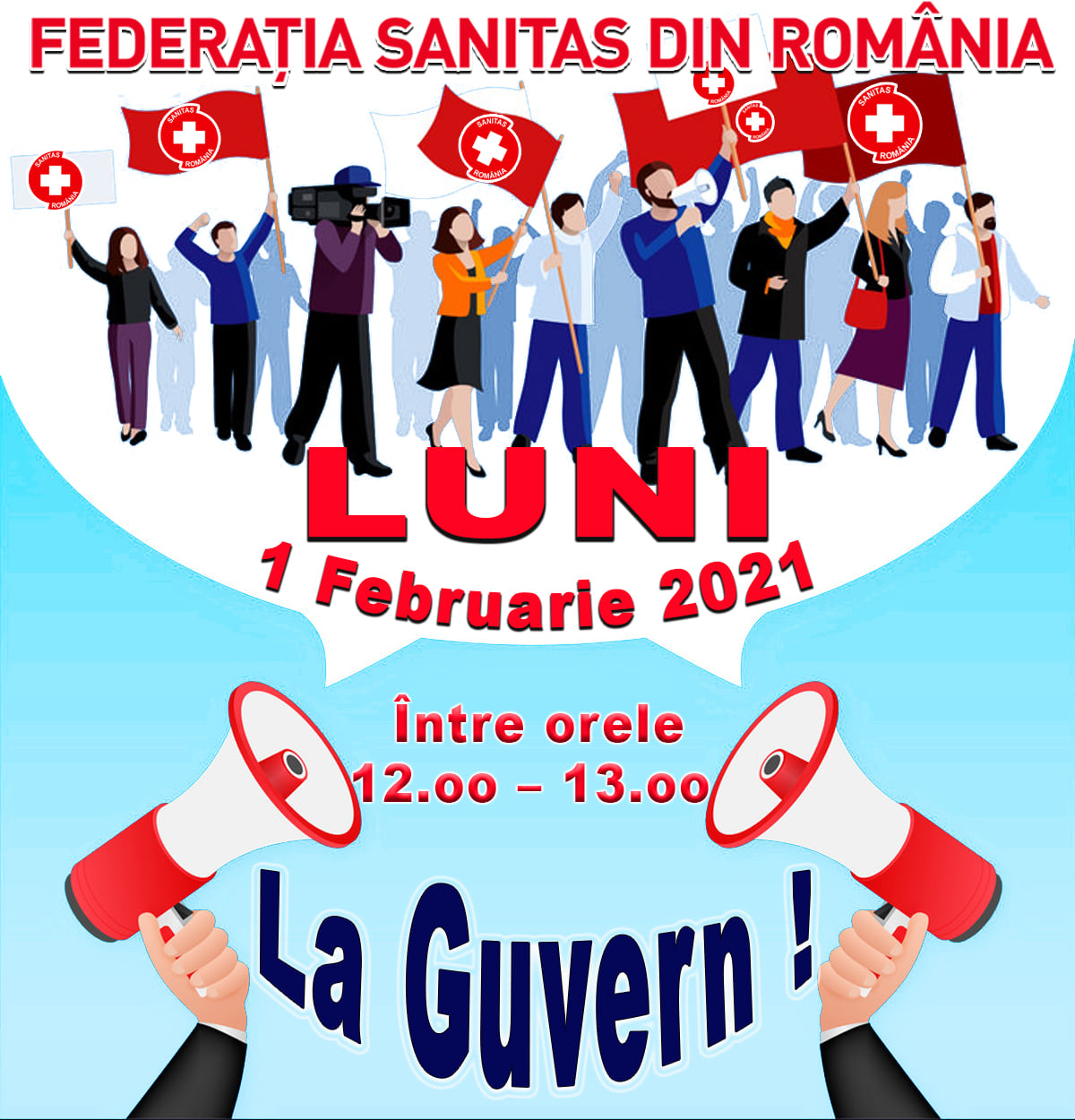 Membrii Consiliului Naţional al Federaţiei SANITAS protestează luni în faţa Guvernului