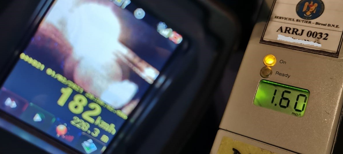 Tânăr de 19 ani, bine băut, prins cu o viteză de 182 de kilometri/oră