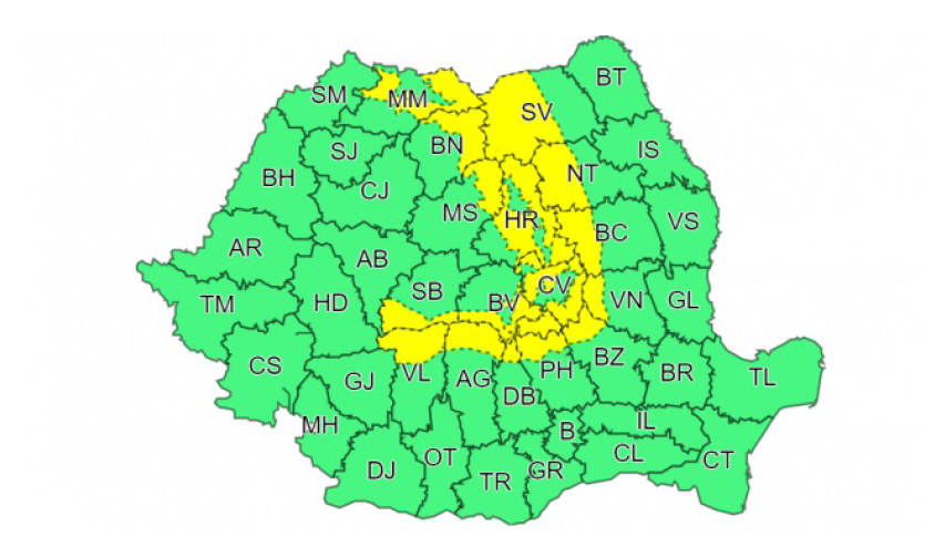 Cod galben de ninsori și viscol în județul Sibiu