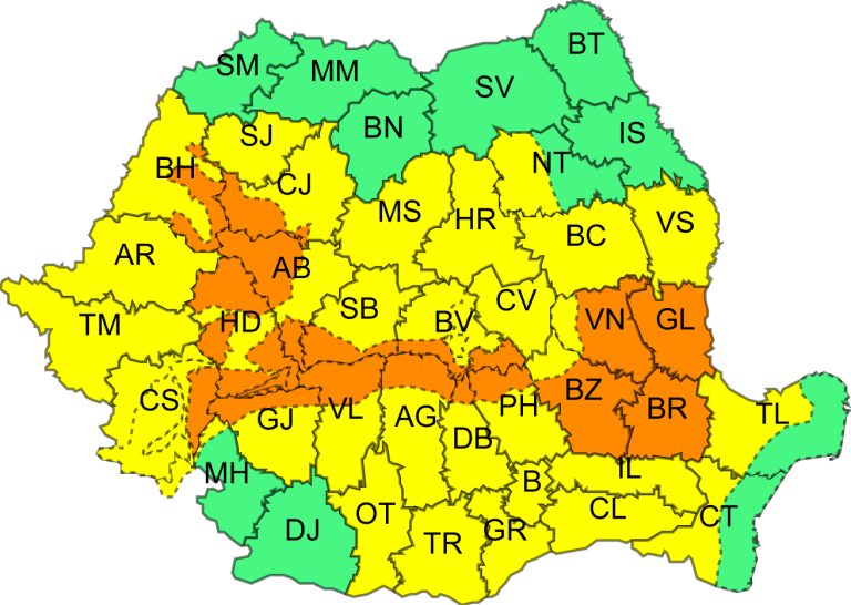 AVERTIZARE METEO Cod portocaliu de ploi, în regiunea Sibiului
