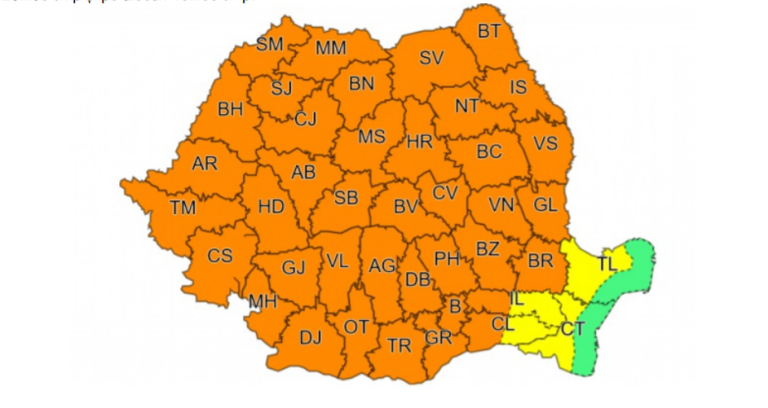 Cod portocaliu de averse torențiale în Sibiu