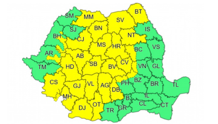 Cod galben de ploi abundente în Sibiu