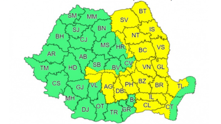 Un nou cod galben de instabilitate atmosferică pentru județul Sibiu