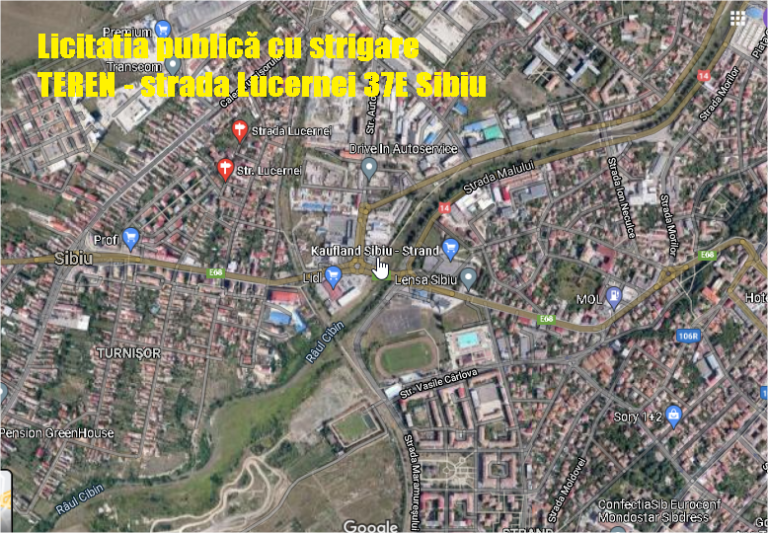 Anunț privind vânzarea terenului  situat în mun. Sibiu,  strada Lucernei nr. 37E