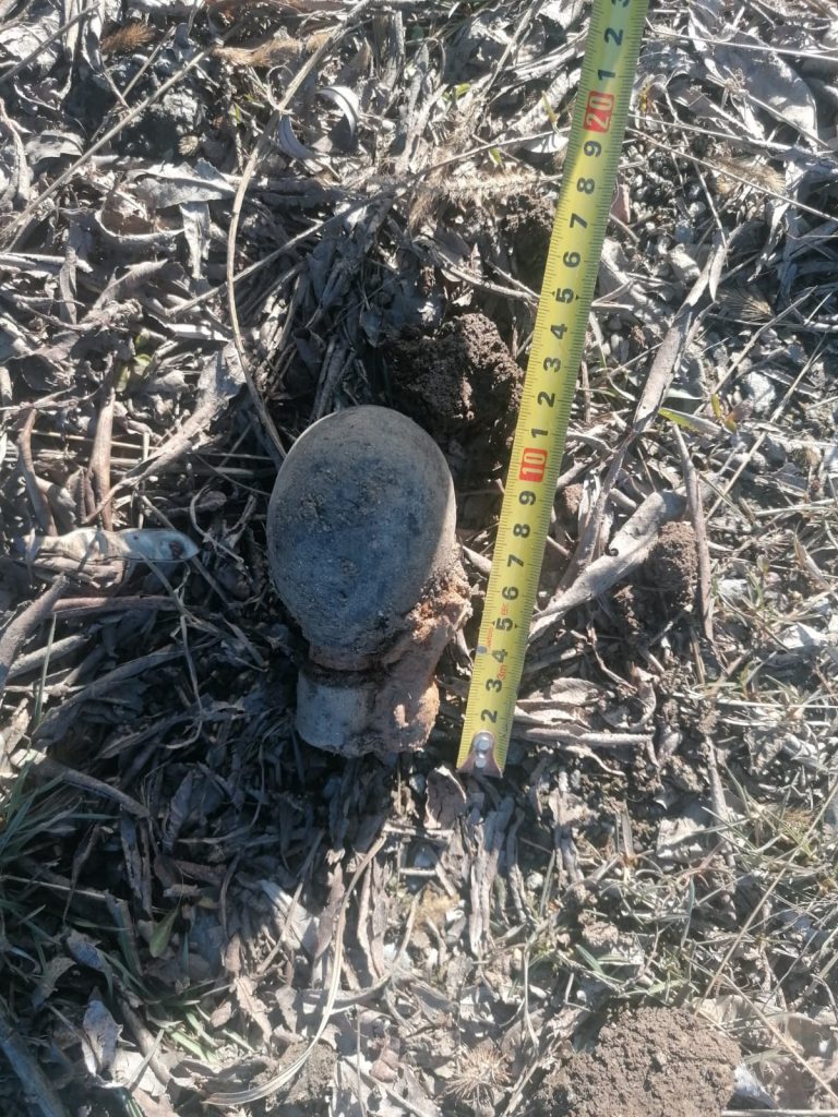 FOTO Grenadă ofensivă, descoperită de un sibian în propria curte