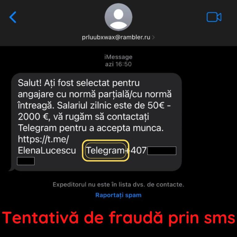 Atenție! O nouă tentativă de fraudă prin mesaje false de angajare