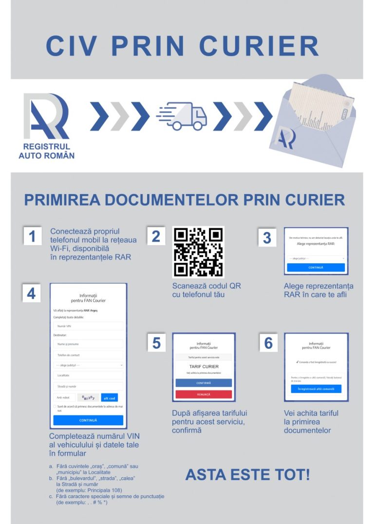 Registrul Auto Român lucrează și prin servicii de curierat