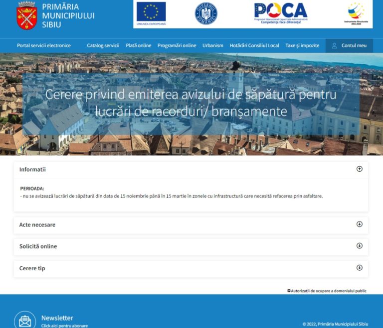 Lucrările de amenajare și reparațiile pe domeniul public au nevoie de aviz din partea Primăriei Sibiu. Unde poate fi depusă cererea