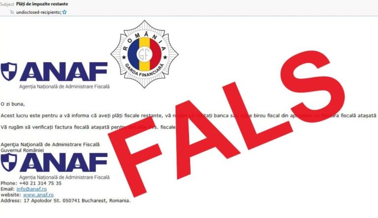 ANAF avertizează că au fost trimise mesaje false în numele instituției