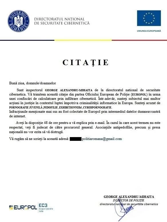 Atenție! Mesaje false trimise în numele Poliției și Europol