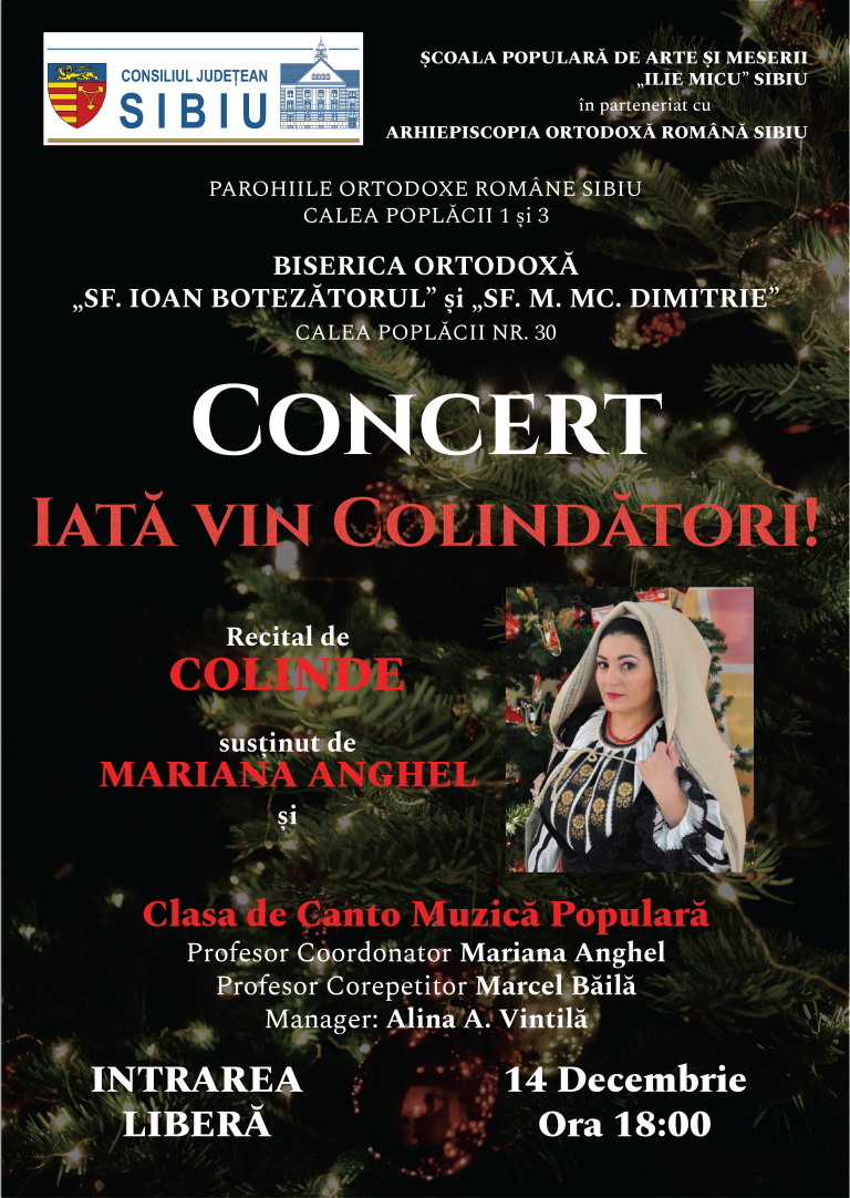 Școala Populară de Arte și Meserii ”Ilie Mincu” colindă la Biserica Ortodoxă Sf. Ioan Botezătorul și Sf. M. Mc. Dimitrie