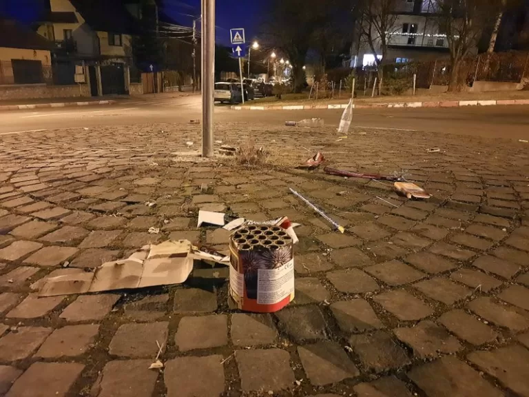 Aproape treizeci de tone de gunoaie după noaptea de Revelion, pe străzile Sibiului