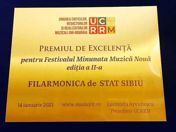 Filarmonica de Stat Sibiu a obținut premiul de excelență al UCRRM