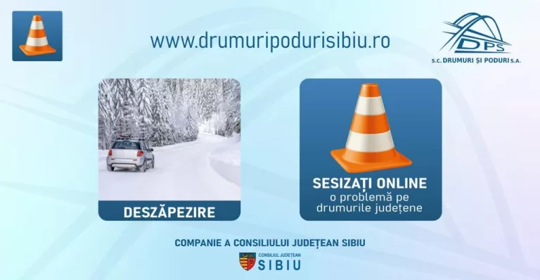 Drumuri și Poduri așteaptă sesizările sibienilor despre deszăpezire, gropi sau curățenia drumurilor județene