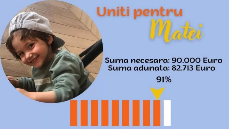 Uniți pentru Matei! Mai e nevoie de aproximativ șapte mii de euro pentru tratamentul băiețelului
