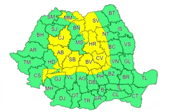 Cod galben de vânt și viscol în județul Sibiu