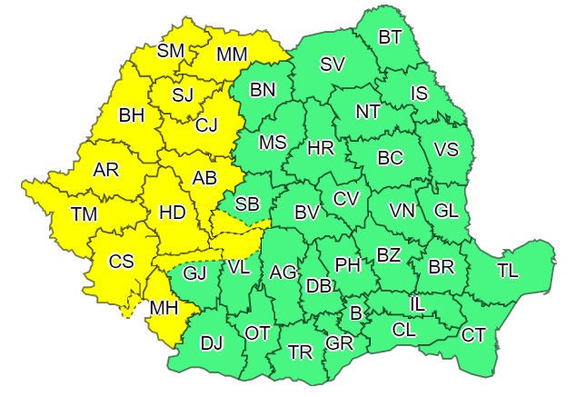 Cod Galben de ploi și vijelii pentru Sibiu