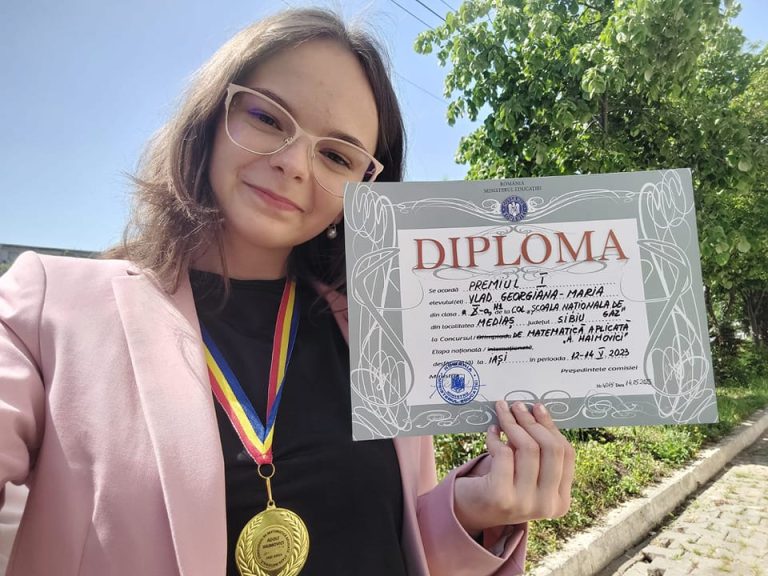 Medalie de aur pentru o elevă a Școlii Naționale de Gaz Mediaș la un concurs național de matematică