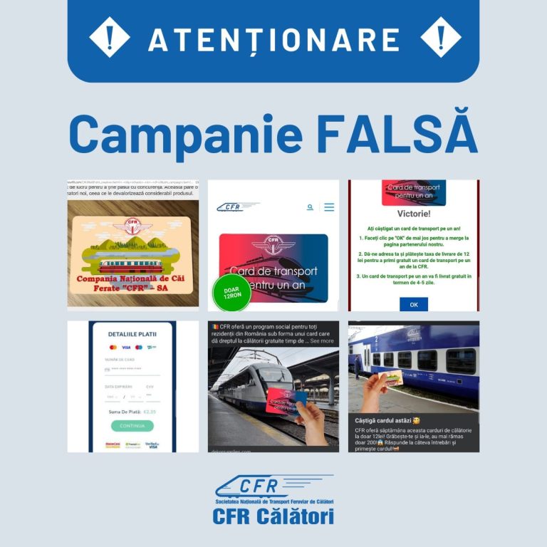 Avertisment asupra unui fals concurs organizat în numele CFR. „Poate avea acces la datele dumneavoastră personale și de banking”