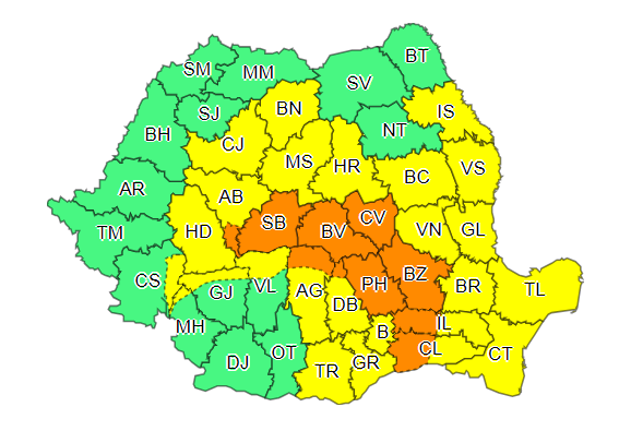 Nu scăpăm de instabilitate. Sibiul, sub Cod Galben și Portocaliu până sâmbătă