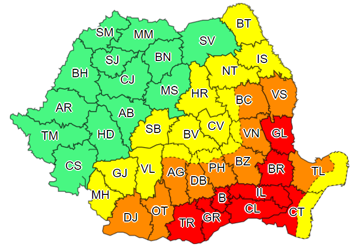Cod Roșu de caniculă în 8 județe din țară. În Sibiu va fi Cod Galben